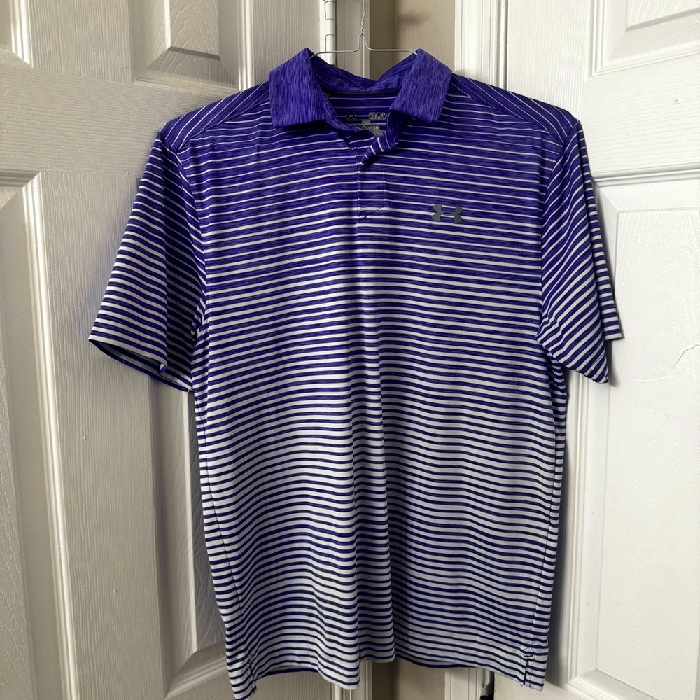 Under Armour Men’s Golf Shirt| Purple and White| SZ MED